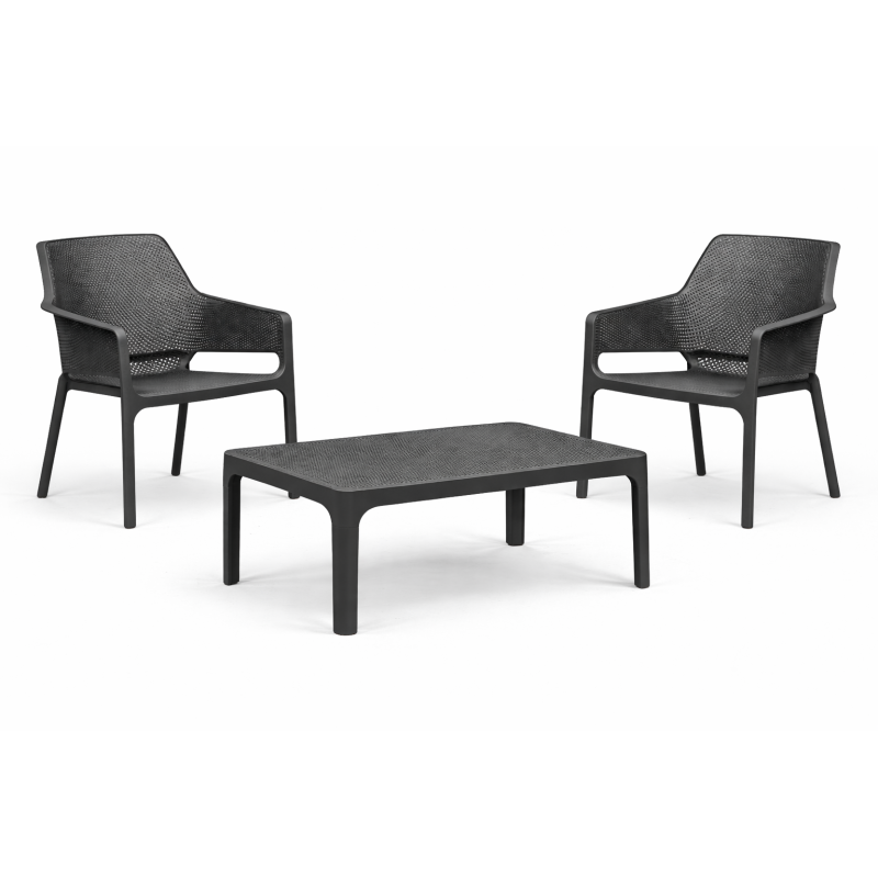 Zestaw stolik kawowy Net + 2 fotele Net Relax anthracite - Nardi