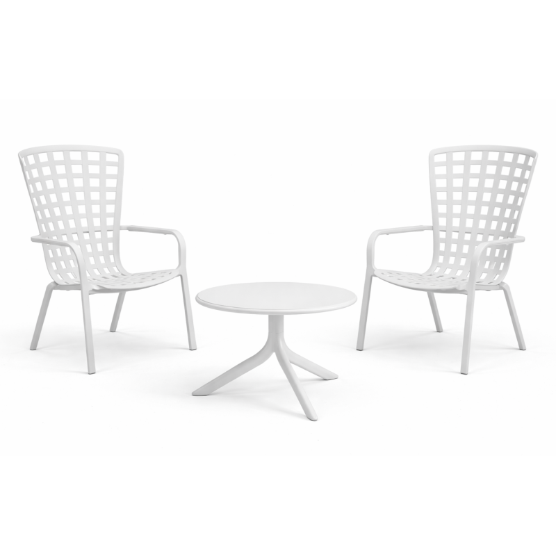 Zestaw stolik kawowy Spritz + 2 fotele Folio bianco - Nardi