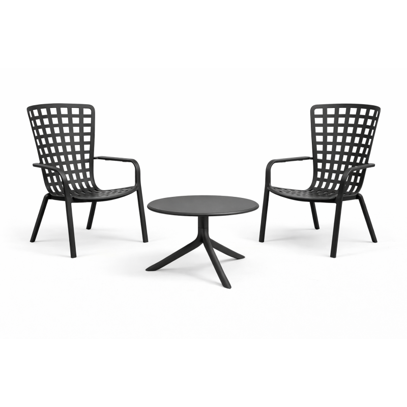 Zestaw stolik kawowy Spritz + 2 fotele Folio anthracite - Nardi