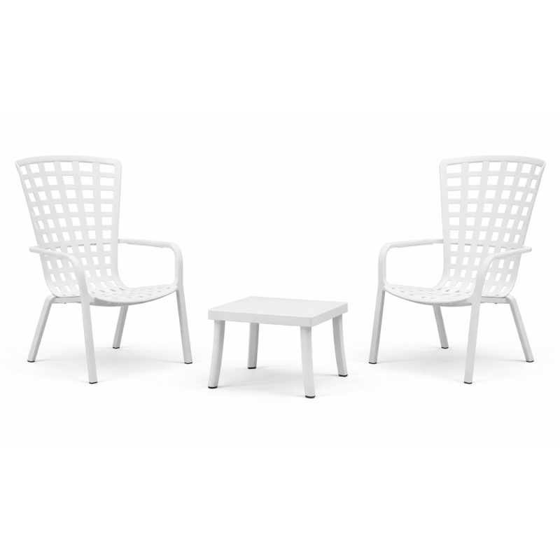 Zestaw stolik kawowy Rodi + 2 fotele Folio bianco - Nardi