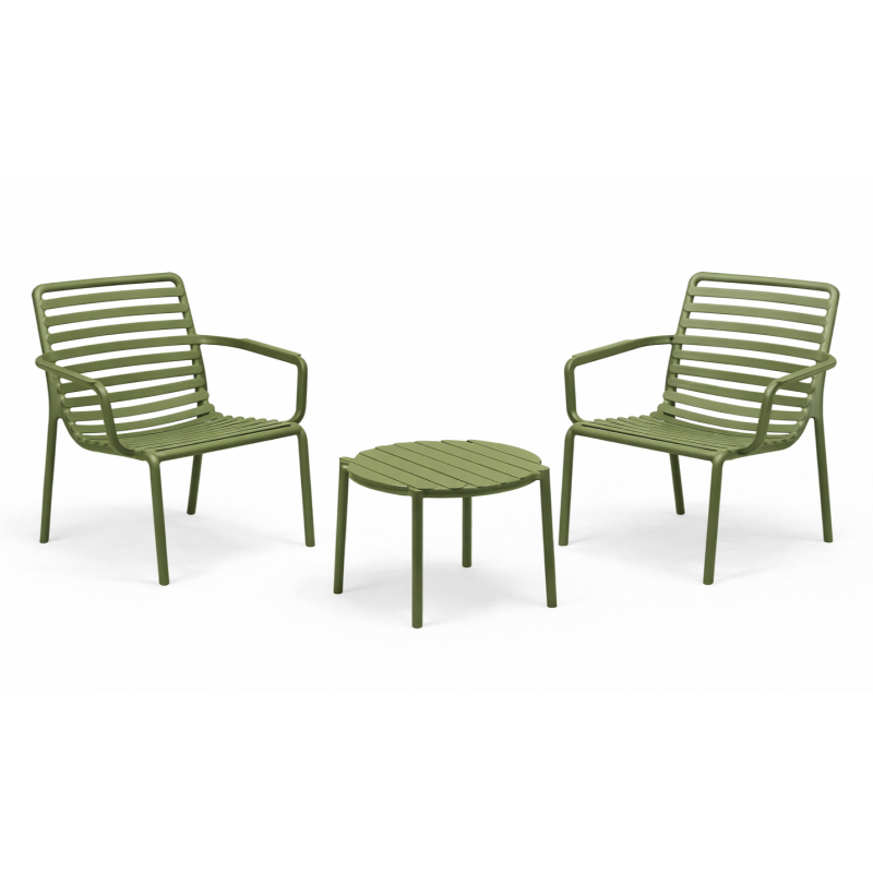 Zestaw stolik kawowy Doga + 2 fotele Doga Relax agave - Nardi