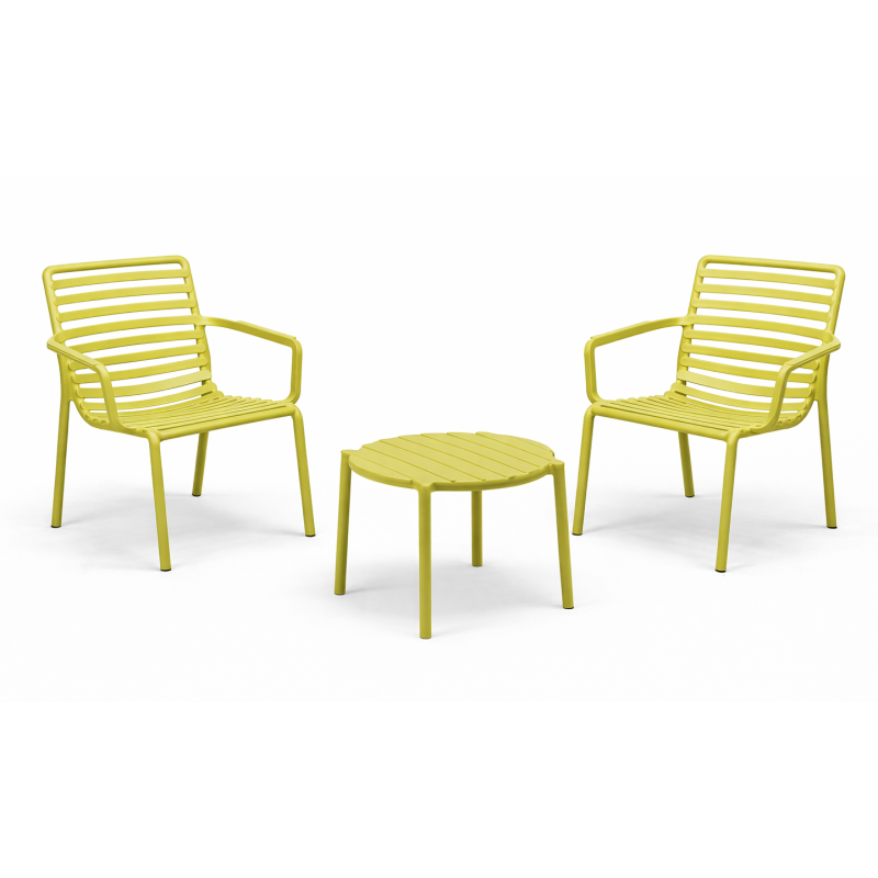 Zestaw stolik kawowy Doga + 2 fotele Doga Relax pera - Nardi