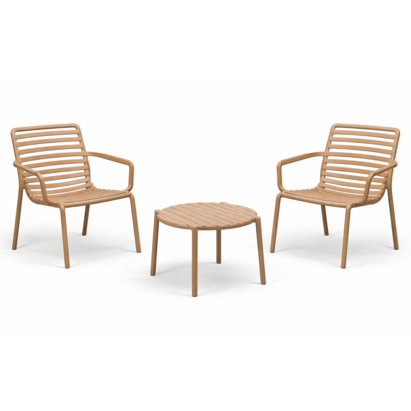 Zestaw stolik kawowy Doga + 2 fotele Doga Relax cappuccino - Nardi