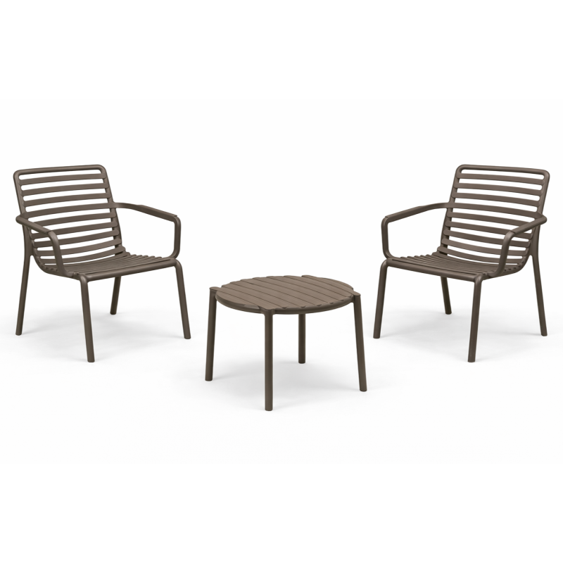 Zestaw stolik kawowy Doga + 2 fotele Doga Relax tabacco - Nardi