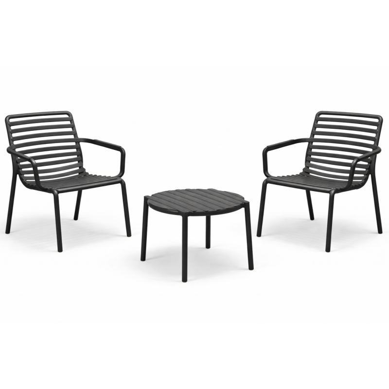 Zestaw stolik kawowy Doga + 2 fotele Doga Relax anthracite - Nardi