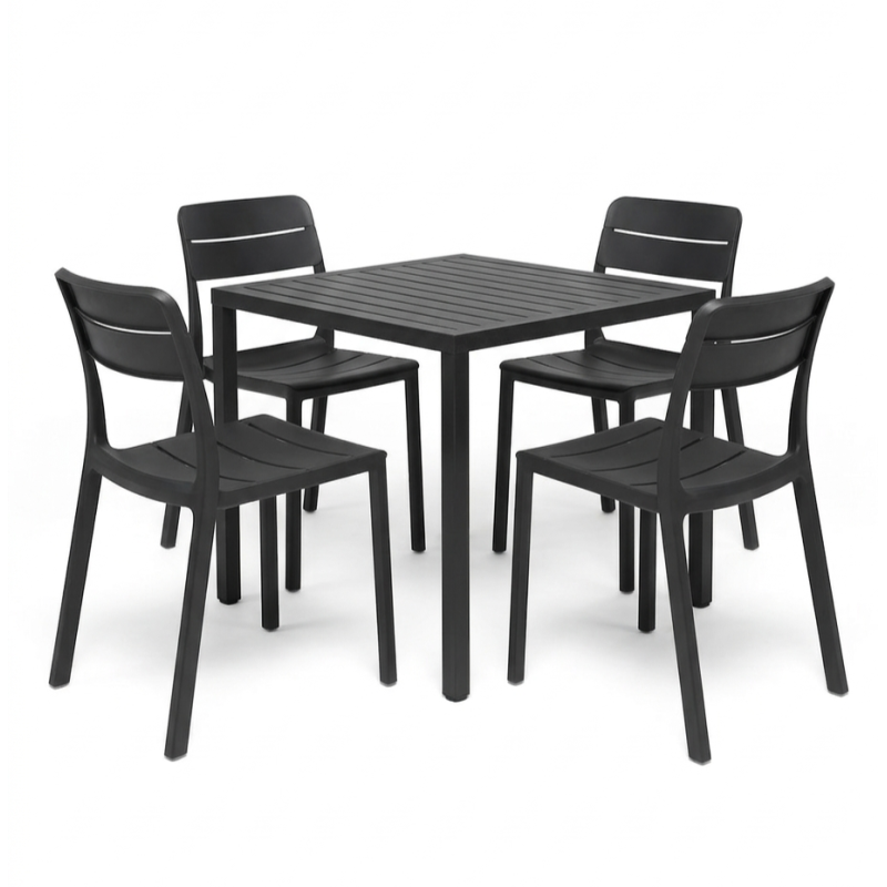 Zestaw stół Cube + 4 krzesła Cassia anthracite - Nardi