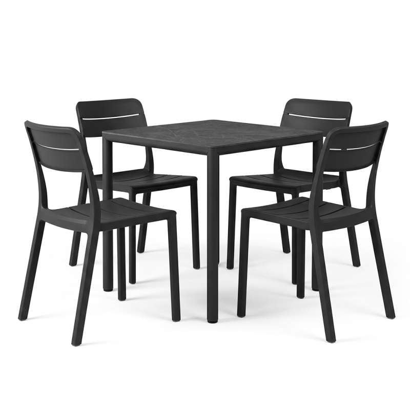 Zestaw Stół Piave + 4 krzesła Cassia antracite - Nardi